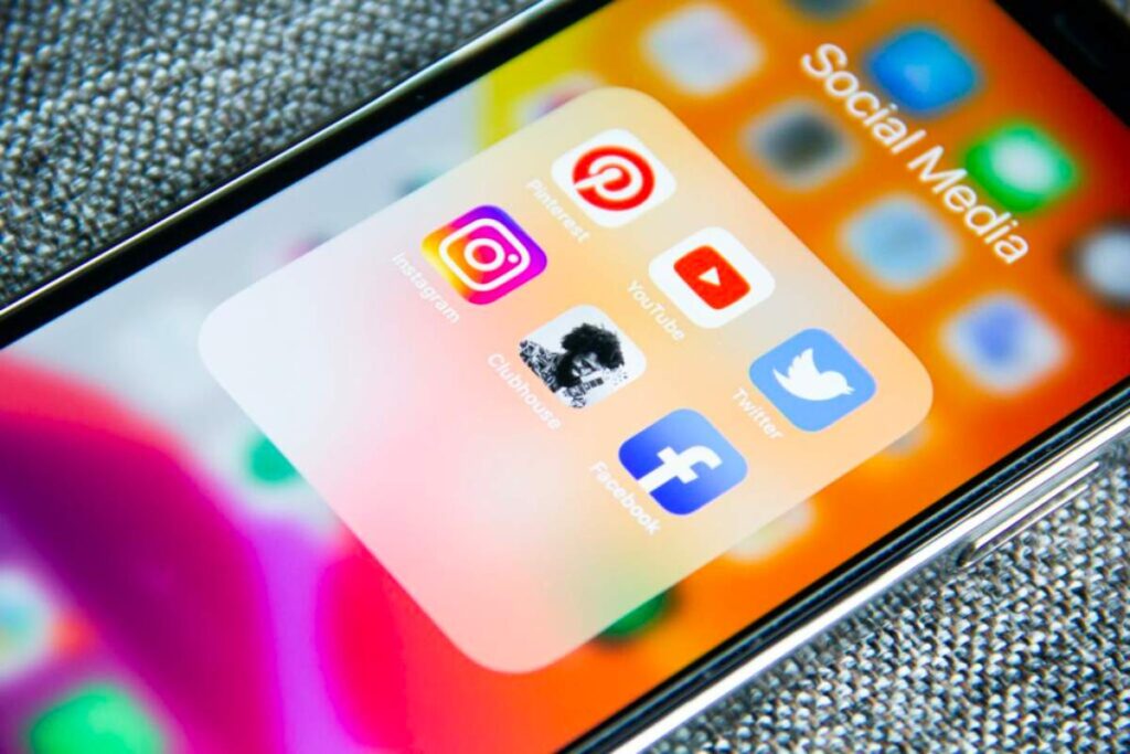 iPhone with social icons