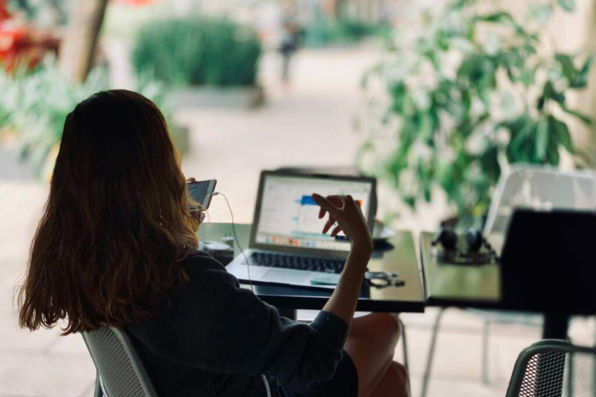 Woman having an online meeting